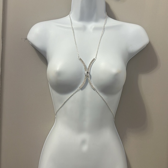 Square Crystal Chest Bracket Bra Chain Harness - one size - Picture 6 of 11